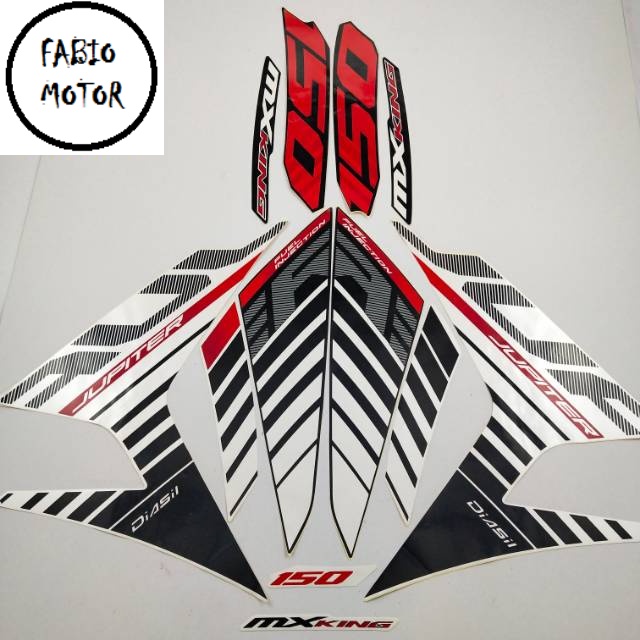 stiker striping motor yamaha mx king 150 2015 hitam putih
