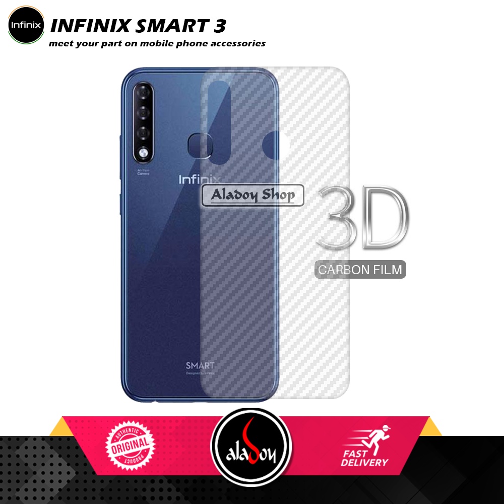 PAKET 3 IN 1 Tempered Glass Layar Infinix Smart 3 Free Tempered Glass Layar + Tempered Glass Camera dan Skin Carbon