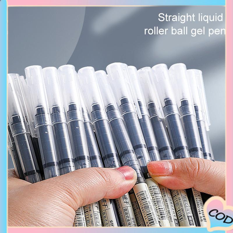 COD❤️ 0.5mm Tip Lurus Cair Roller Ball Pen Kantor Tabung Jarum Penuh Siswa Ujian Gel Pena-A.one