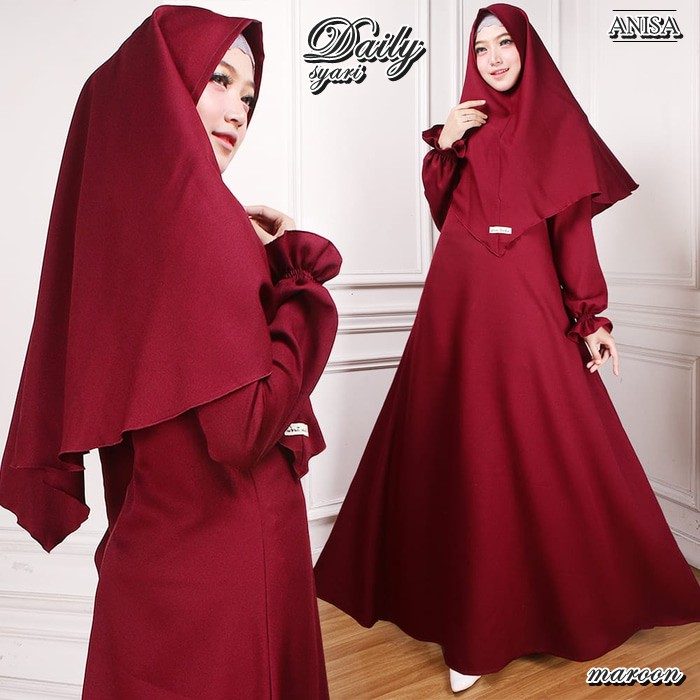 Setelan Gamis | Daily Syari Syari Wanita  Maroon