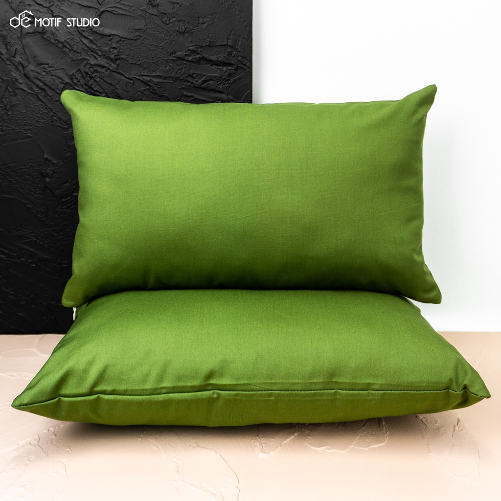 SARUNG BANTAL SOFA KURSI TAMU POLOS OLIVE GREEN HIJAU KATUN OXFORD 30X50 30 X 50 PLAIN CUSHION COVER