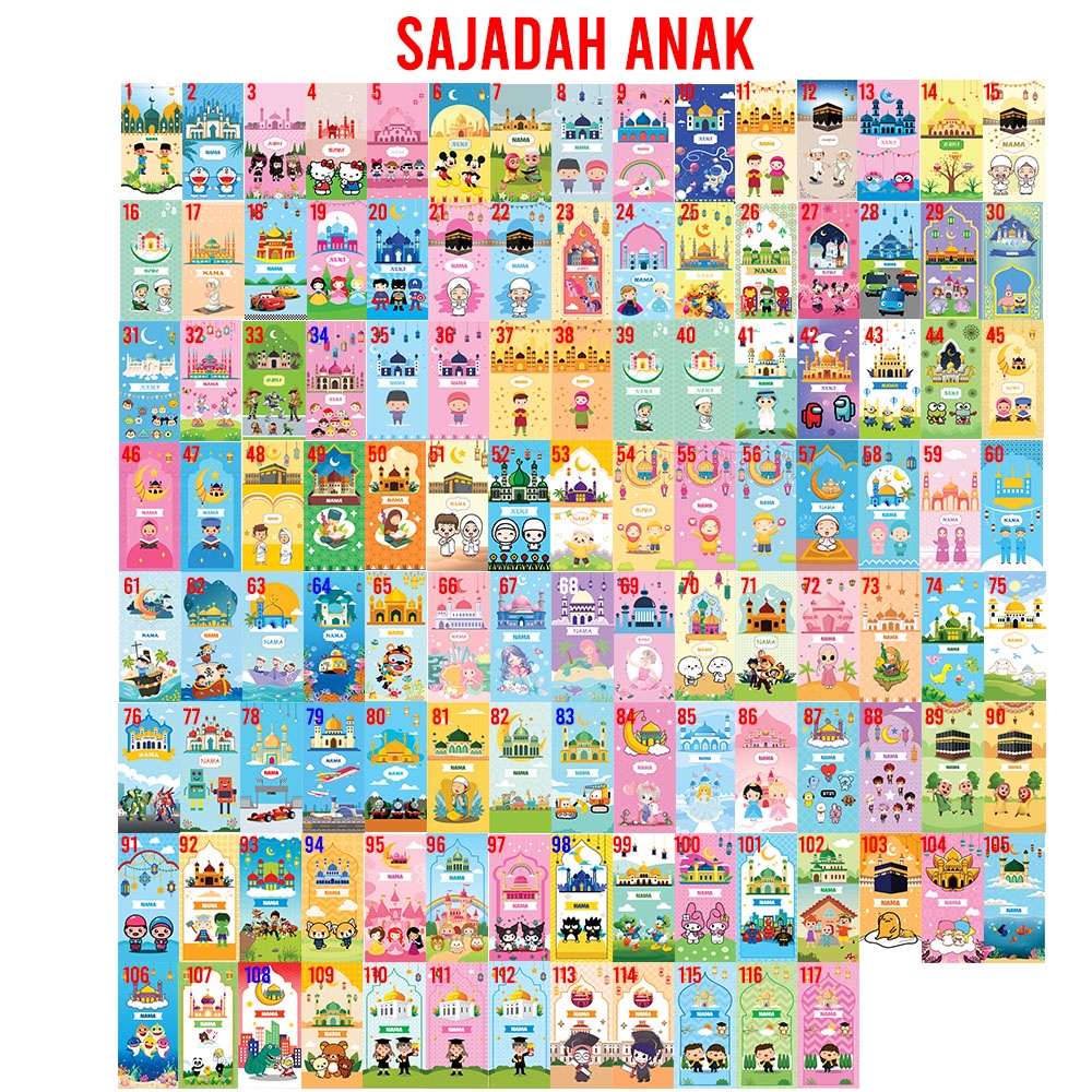 Custom Nama Sajadah Anak Karakter Kado Hadiah Ultah Souvenir Kelulusan Juara Naik Kelas Ulang Tahun Baby Shark-3