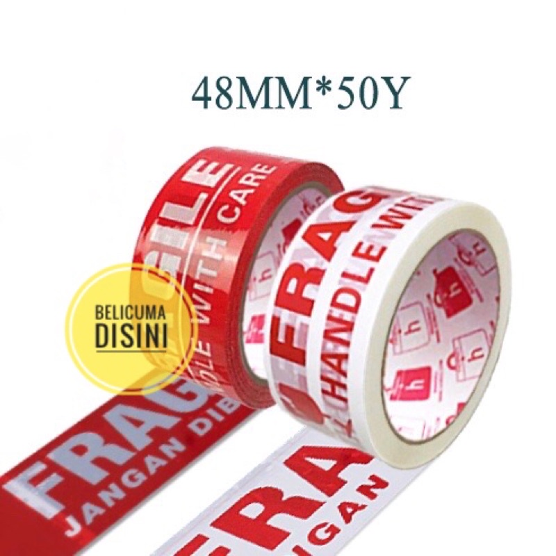 

LAKBAN FRAGILE 48MMx50Y | Jangan di banting Isolasi Mudah Pecah Belah Aneka varian termurah satuan Merah Putih Handle with Care Duck Tape Selotip Isolasi