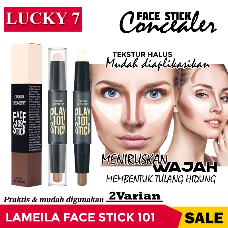 [READY-JKT] [LAGI PROMO] Lameila Face stick Dan Highlighter - Lameila FaceStick 2in1 - Lameila Krim Concealer Facestick 2 Warna - MakeUp Concealer Liquide - Meniruskan Wajah Saat Di Make Up - Tersedia 2 Varian Warna