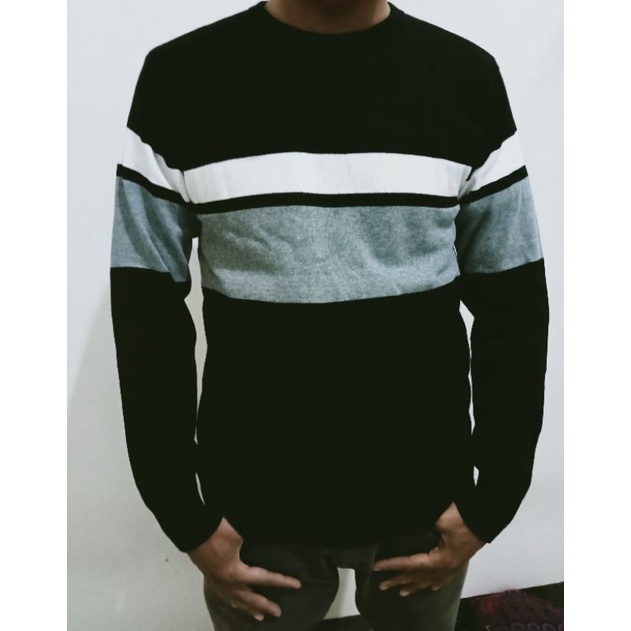 KNIT SWEATER RAJUT PRIA O,NECK IMPORT