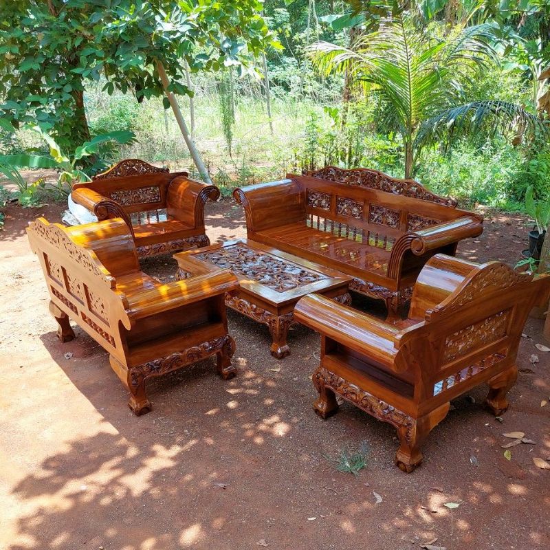 KURSI TAMU MADURA UKIR KAYU JATI KAKI MACAN JUMBO