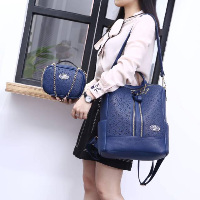 Tas Punggung Ransel Wanita set 2in1 3fungsi COACH Backpack Premium Quality