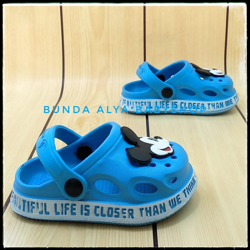 Sendal Anak Laki Usia 1 4 5 6 Tahun Lucu Karet Elastis - Sepatu Sandal Anak Cowok BIRU Size 18-29 Anti Licin