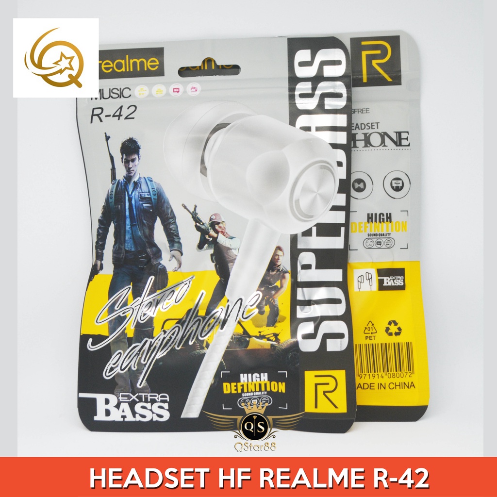 Headset / Handsfree / Earphone REALME R42 Stereo Earphone HIGH QUALITY SUPER BASS FOR All type
