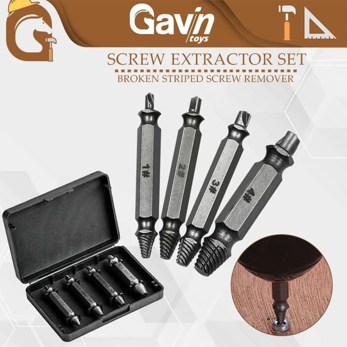 Pelepas Baut Rusak - Screw Extractor Broken Striped Screw Remover Set