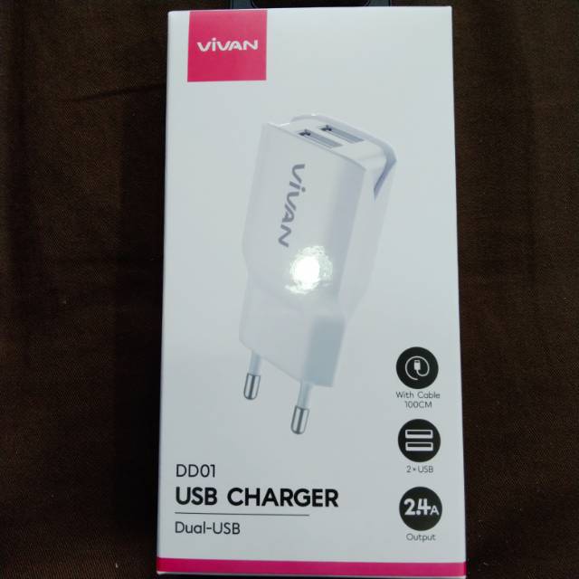 Batok Charger Vivan 2.4A Dual Port