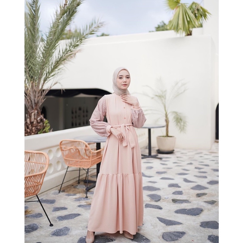 AZMA Dress Premium Terbaru Kekinian 2022 - Gamis Muslim Airflow Crinkle Premium - Pakaian Muslim Wanita Terbaru - Dress Muslim Wanita - Gamis Muslim Jumbo