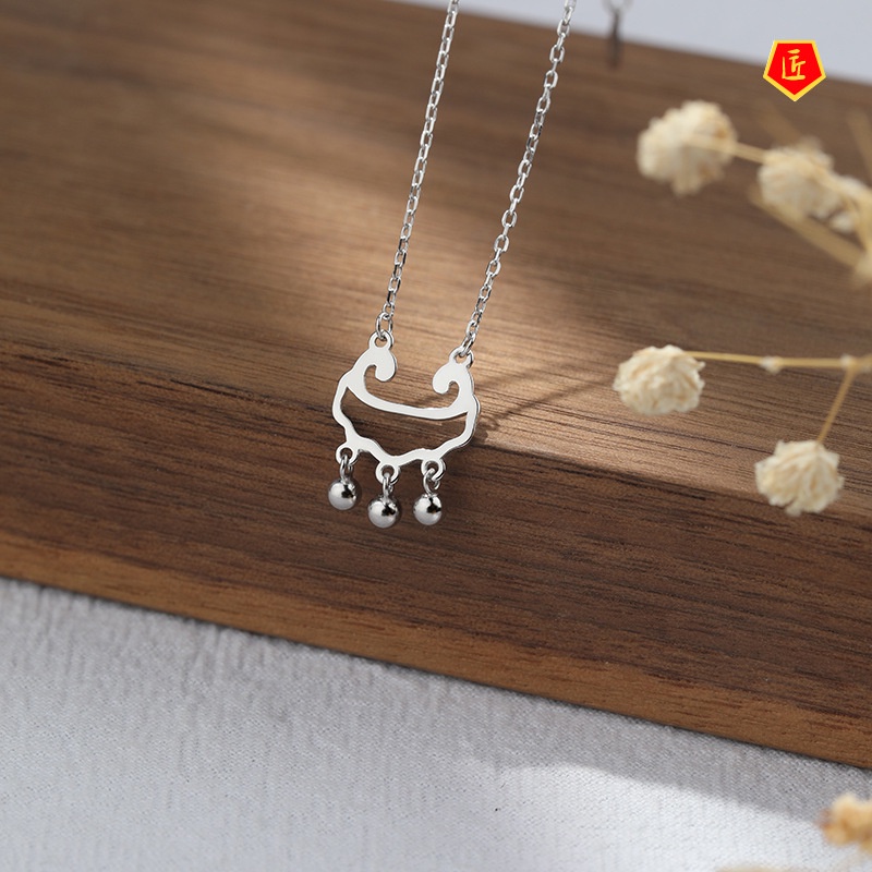 [Ready Stock]S925 Silver Longevity Safety Lock Necklace Women's Retro Simple Niche