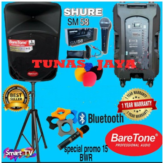 Paket Special Speaker Portable meeting Baretone 15BWR  Free stand Bluetooth bt3h1515bwr