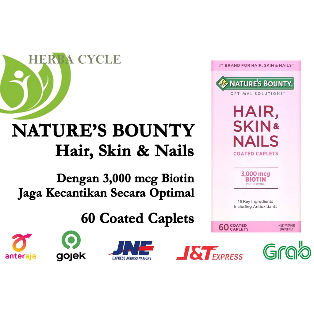 Natures Bounty Hair Skin Nails 60 Tab Nature Bounty Biotin Ori USA