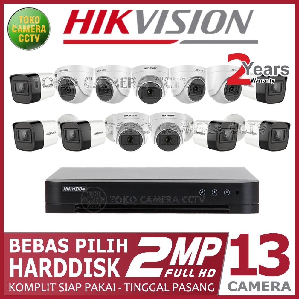 PAKET CCTV HIKVISION 2MP 16 CHANNEL 13 KAMERA