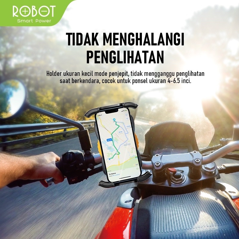 ROBOT RT-MH03 Motor/ Bicycle Handle Phone Holder Black - Garansi Resmi 1 Tahun