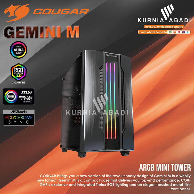 COUGAR GEMINI M Iron Gray RGB Elegant Design Mini Tower Gaming Case
