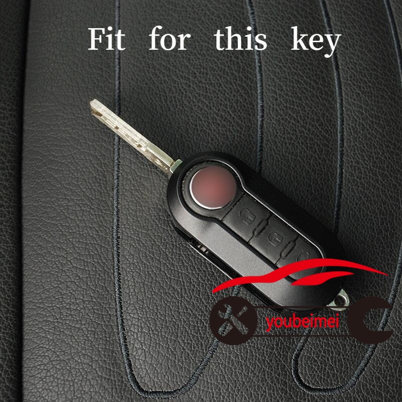 1pc Casing Kunci Remote Mobil 3 Tombol Bahan Karbon Untuk Fiat 500 500C 500L 500X Brava Ducato Fiorino Panda Stilo
