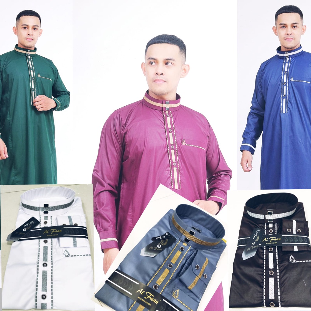 Jubah Pria Gamis Pria Jubbah Al faan Bordir Jubah Gamis Muslim Pria Thobe Dafah Model Haramain/alnoo