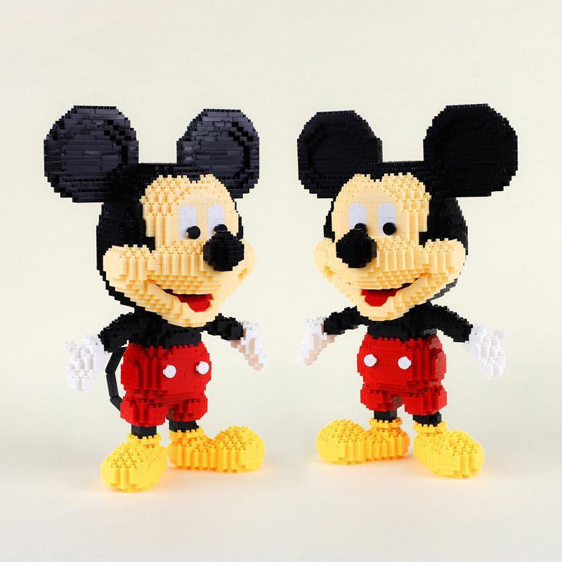 Mainan Balok Bangunan Mini Bahan Plastik Model Kartun Mickey Minnie Donald Duck Untuk Anak