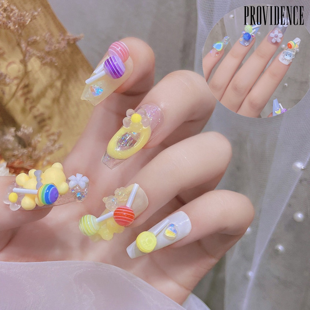 Providence 5Pcs/Set Lollipop Style Nail Ornament Cartoon Resin Cute Clay 3D Accessories Charm Candy Decoration for Manicure