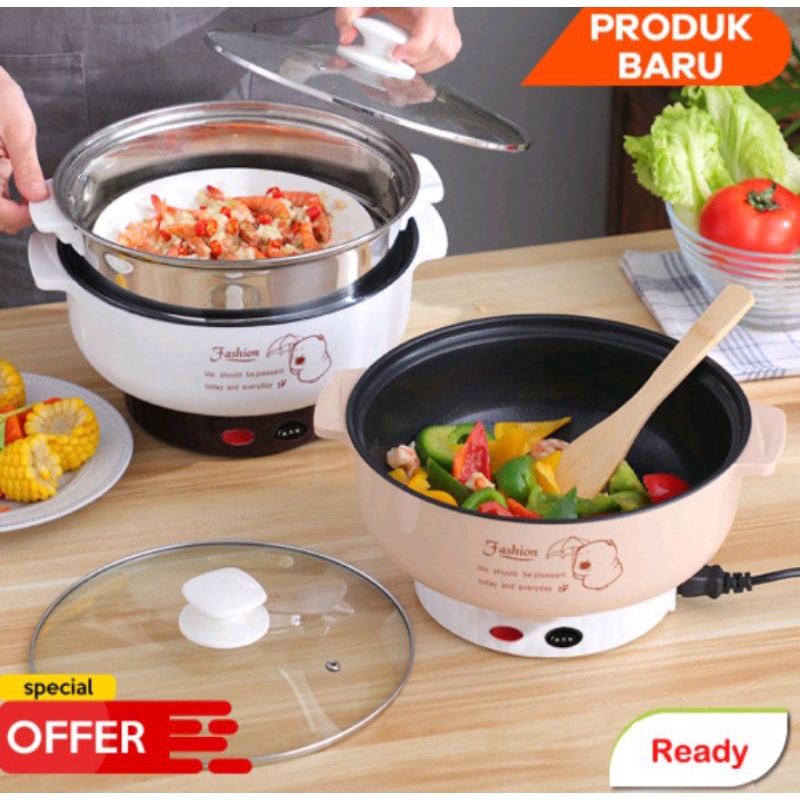 Multifungsi Non-Stick Electric Rice Cooker Memasak Steamboat Pot Periuk Nasi/Periuk SteamboatKompor listrik multifungsi stainless steel