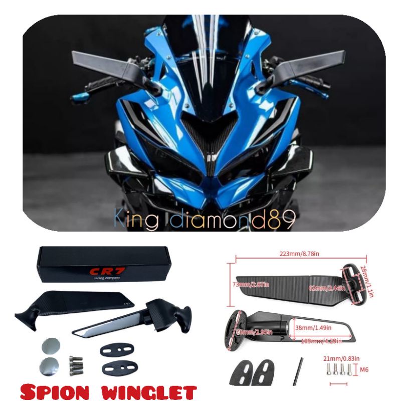 Spion winglet/ spion model Zx25R full cnc bisa buat motor Xmax Nmax R15 Ninja Gsx150 cbr