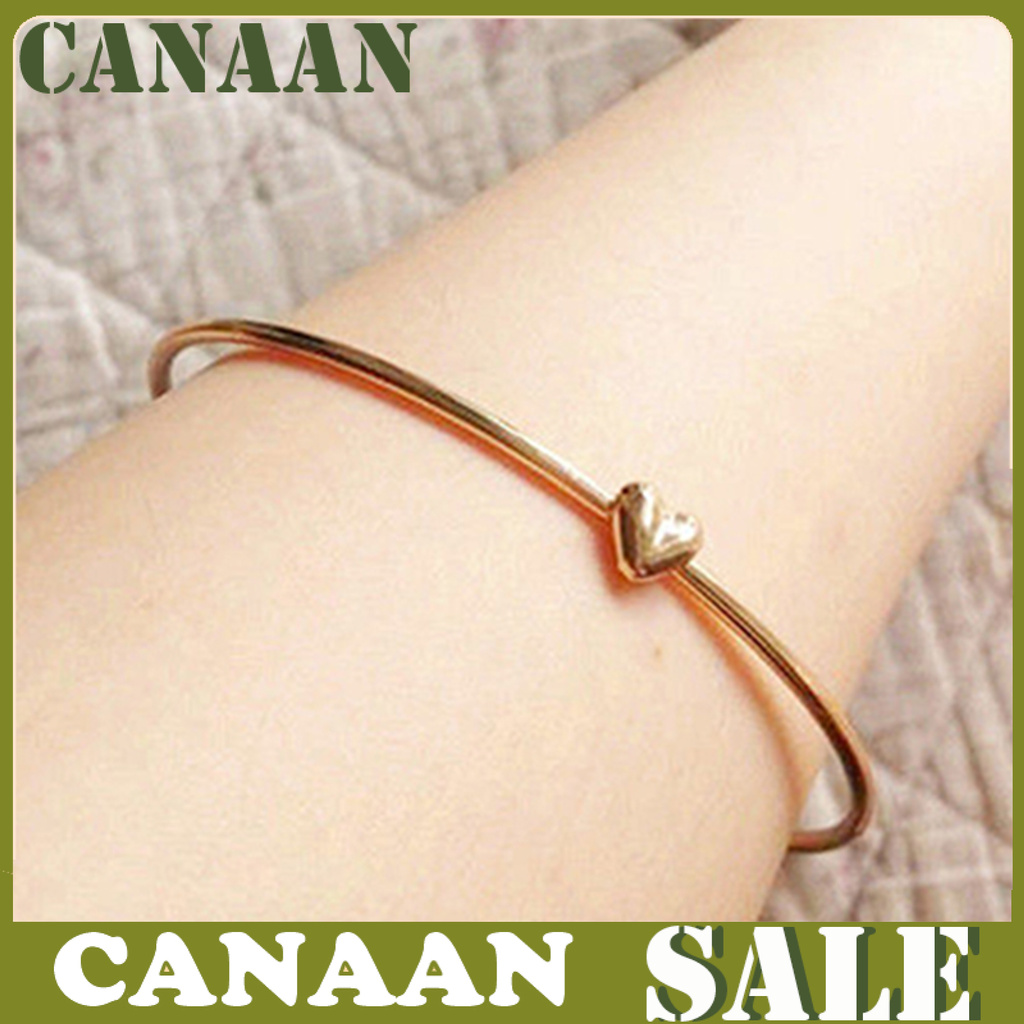 Canaan Gelang Tangan Alloy Lapis Silver Motif Hati Aksen Hollow Untuk Perhiasan Wanita