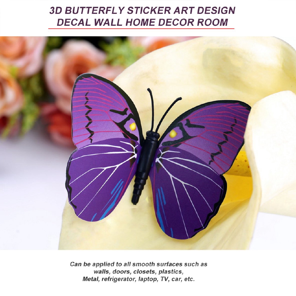 Download Bayar Di Tempat 12pcs 3d Butterfly Sticker Art Design Decal Wall Home Decor Room Decorations Shopee Indonesia