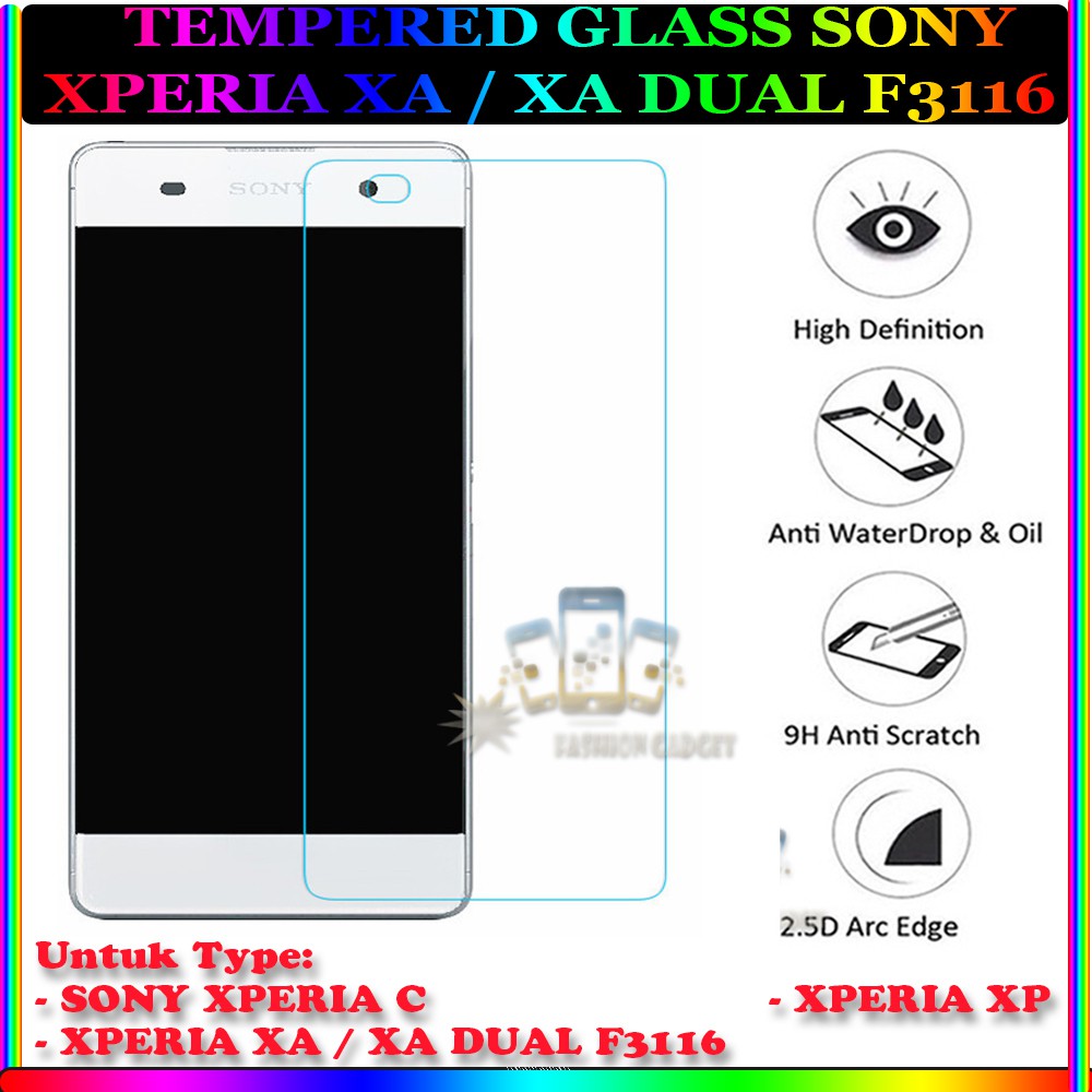 TEMPERED GLASS SONY XPERIA C SONY XPERIA XA SONY XPERIA XA DUAL F3116 SONY XPERIA XP ANTI GORES KACA TEMPER GLASS - CLEAR