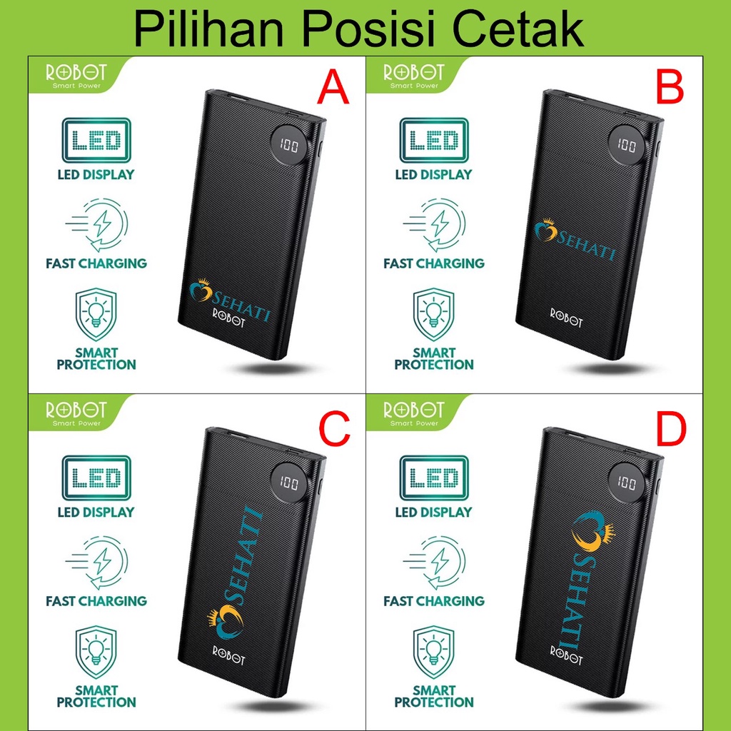 Powerbank LED Robot RT190 Custom Gambar atau Logo