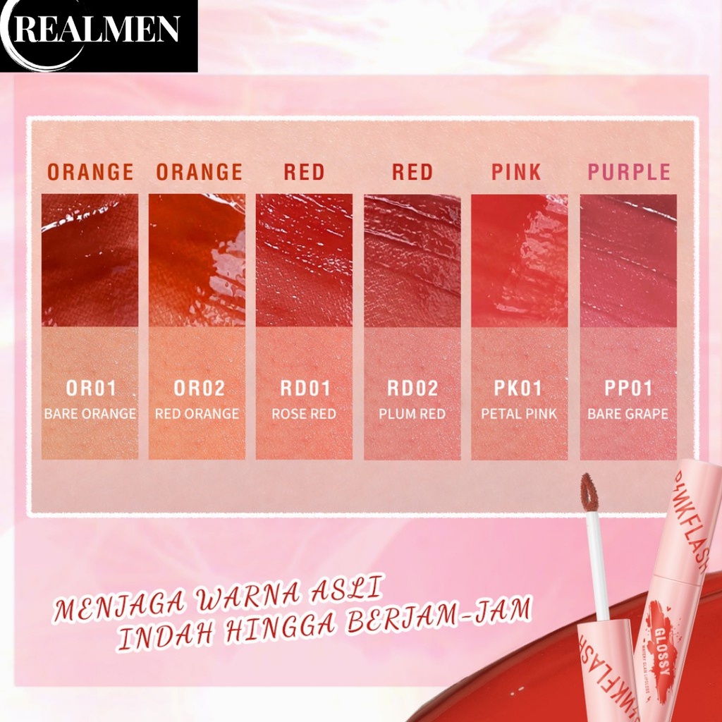 (RM) READY PINKFLASH Watery Glam Lip Gloss Super Glossy Shiny Lip Tint  Moisturizing Non Sticky Long Lasting - PF WATERY GLAM LIP