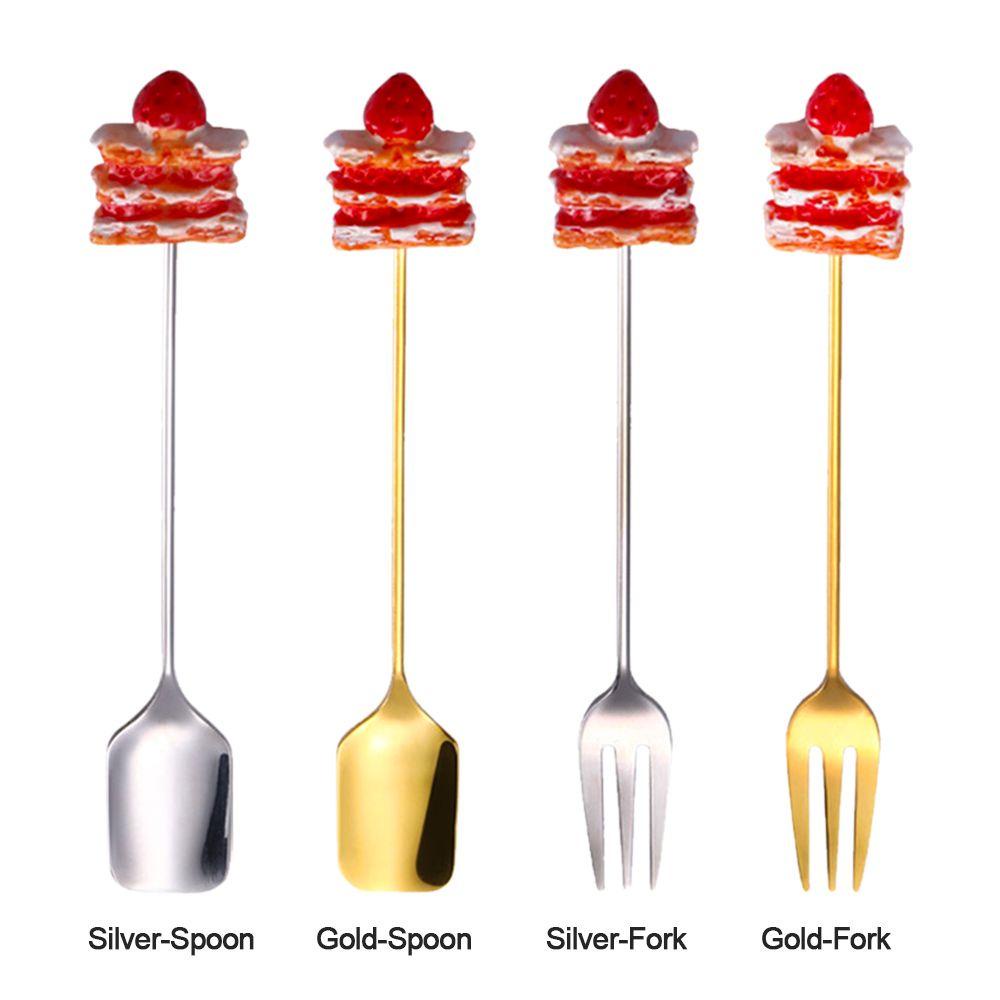 Solighter Set Alat Makan Kreatif Lucu Kartun Kue Kopi Dessert Teh Es Krim Stainless Steel