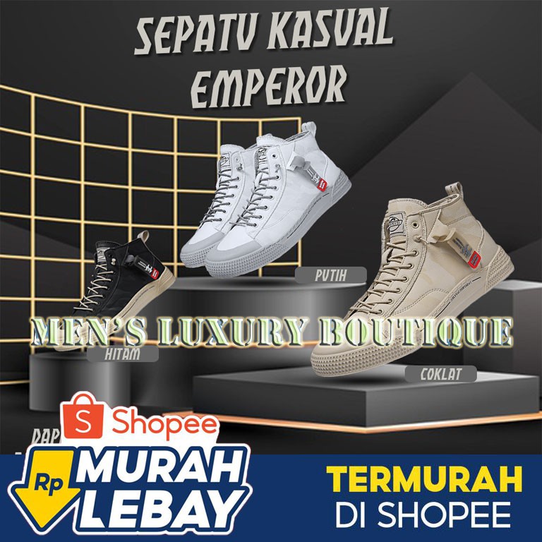 SEPATU EMPEROR SEPATU LAKI LAKI SNEAKER KASUAL KEREN FREE JAM EXCLUSIVE + TAS KULIT IMPORT