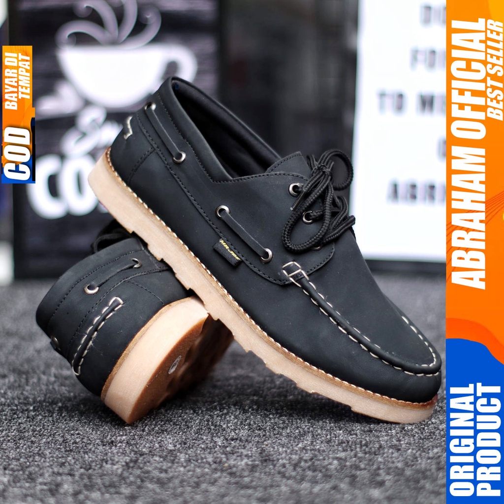 ABRHM x NERSON Sepatu Formal Pria Pantofel Kulit Pu Asli Kerja Santai Nongkrong Gaya Casual Original Sepatu Kerja Kantor Semi Formal Anti Slip Kuliah Kondangan Gaya keren Kekinian Murah Terlaris