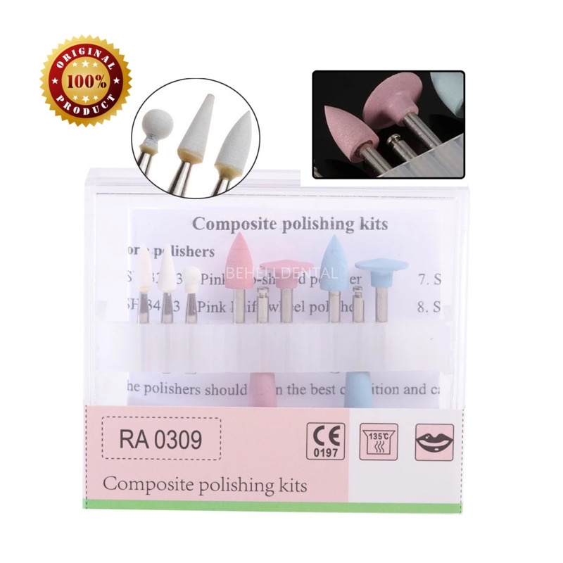 1 BOX Bur Composite Polishing Kit isi 9 For Low Speed RA 0309 Poles Komposit Veneer Gigi Bor Burs / Disc Disk Set Lengkap Veneers / Poles Gigi Palsu / Tambalan Tambal Penambal Gigi