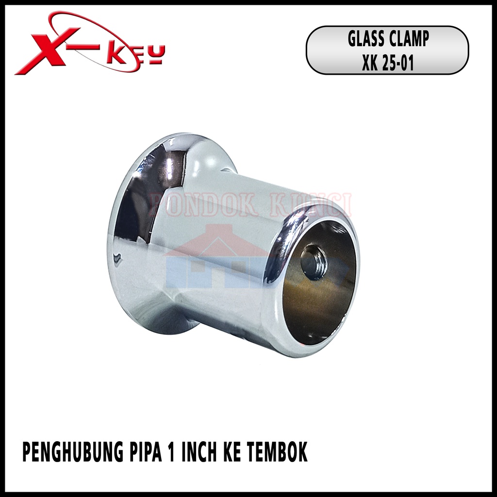 Braket Pipa Konektor Glass Clamp Pipa 1 Inch Shower Pipa Ke Tembok
