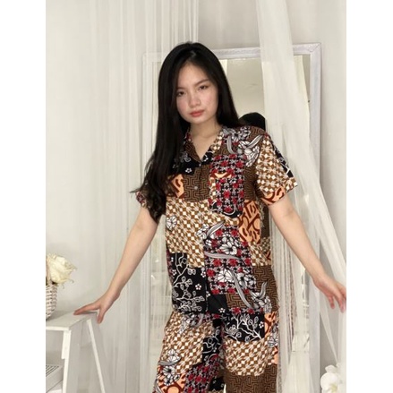 BFP005 A4 PIYAMA SET CELANA PANJANG &amp; CELANA PENDEK BATIK BAHAN RAYON BAJU TIDUR WANITA INDONESIAN BATIK PREMIUM PAJAMAS HOMEMADE