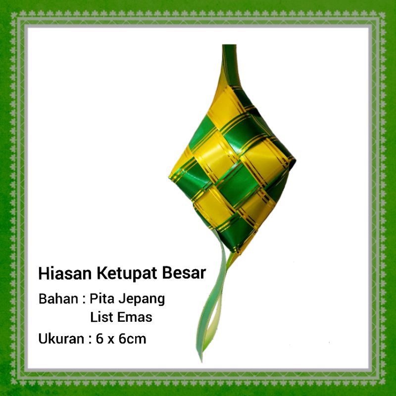 

Hiasan Ketupat Pita Jepang List Emas Sedang M 6 x 6cm