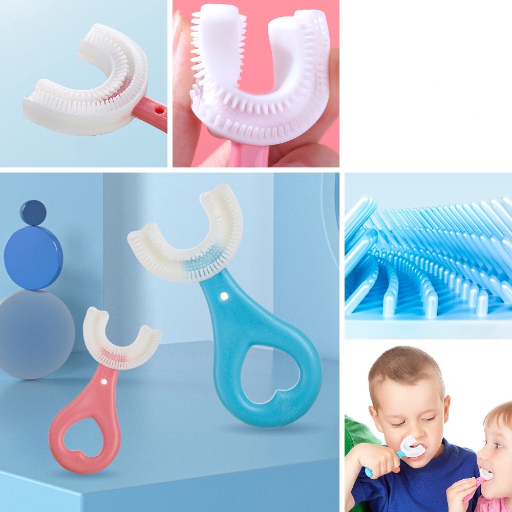 Sikat Gigi Anak Bentuk U Bahan Ramah lingkungan Silikon Toothbrush Bayi training tooth brush baby