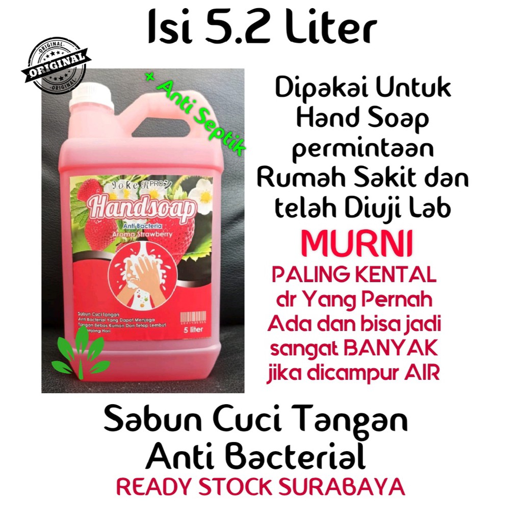 FOOD GRADE BIBIT HAND SOAP ANTISEPTIK 5.2LT Super Kental