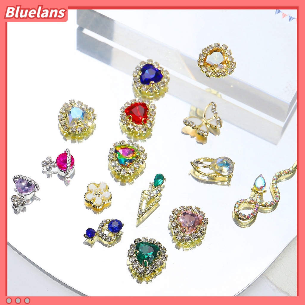 (In Stock) Kacamata Hitam Lensa Warna Warni ♡1 Pak Berlian Imitasi Kristal Bentuk Hati 3D Serbaguna Untuk Dekorasi Nail Art