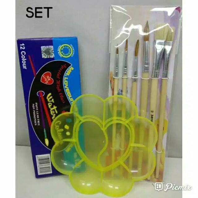 Set Alat Lukis Mini Isi Cat Air Guitar Isi 12 1 Palet Kuas Lukis Joyko Isi 6 Promo Termurah Shopee Indonesia