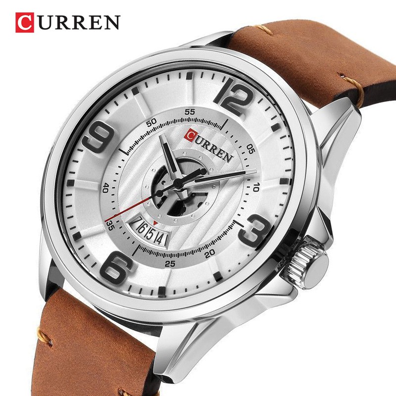 CURREN 8305 Jam Tangan Pria Analog Tali Kulit Chronograph Aktif WATCHKITE WKOS