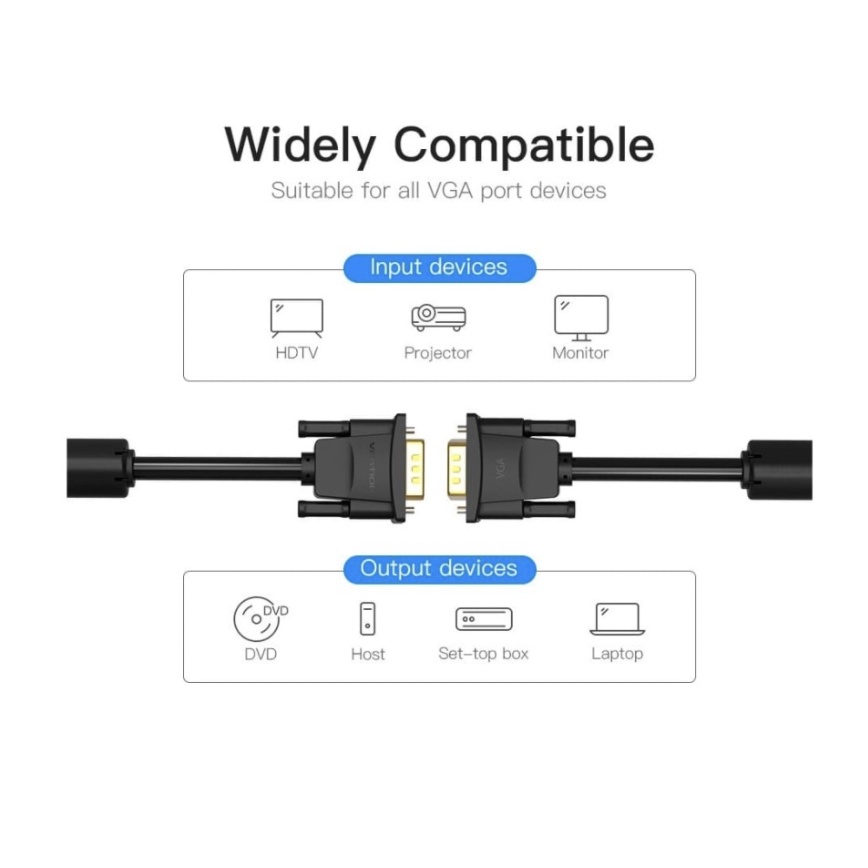 [3M] Vention Kabel VGA to VGA Male to Male Gold Plated Premium - DAE