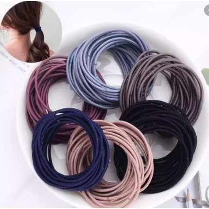 Ikat Rambut isi 100pcs Korea I Can Swim Warna Warni + Pouch Aksesoris Rambut COD DD47