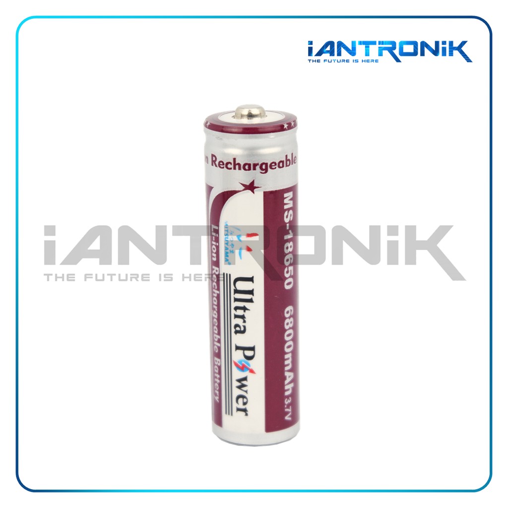 BATERAI / BATTERY LI-ION 18650 RECHARGE 6800mAh BUTTON TOP SWAT