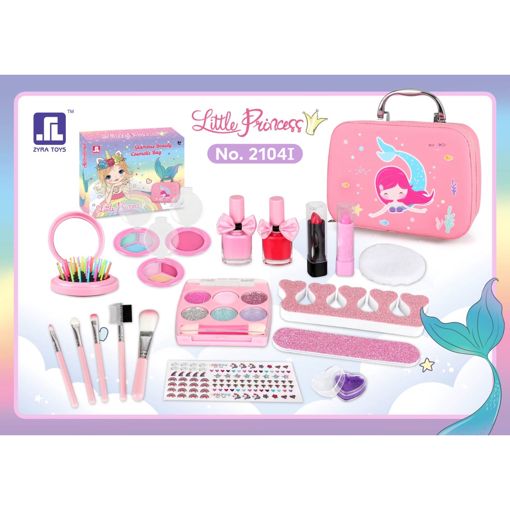 WE Mainan Make Up Bag Mermaid / Alat Rias Anak Fungsi Real / Children Pretend Play / Glamous Beauty Bag