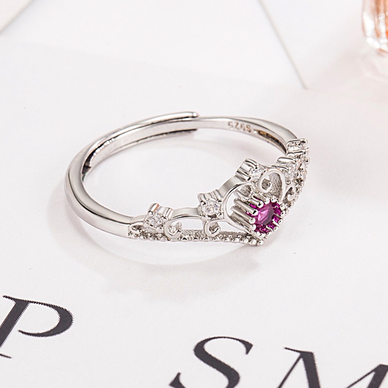 Cincin Model Terbuka Desain Mahkota Hias Berlian Adjustable Untuk Wanita